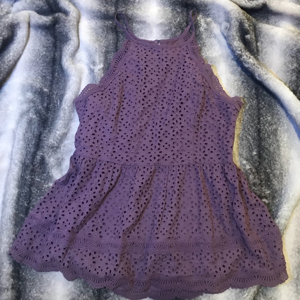 Purple sleeveless blouse